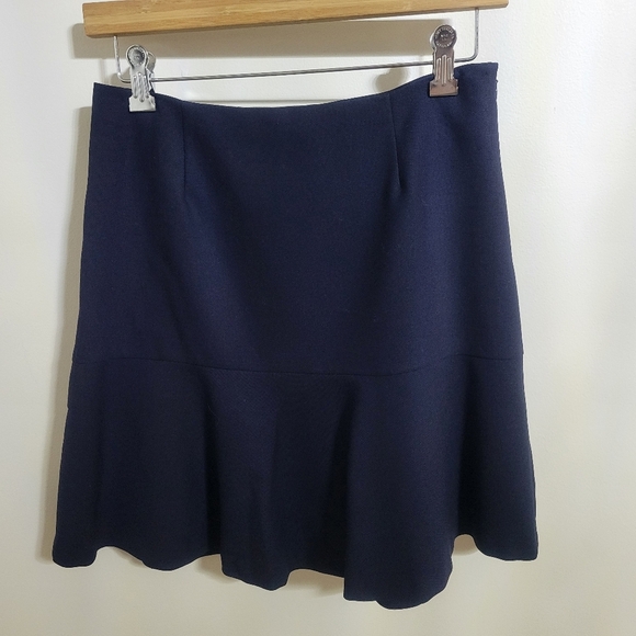 Brooks Brothers Red Fleece Navy Blue Wool Blend Flared Skirt, Size 2 - Picture 1 of 6